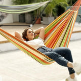 ANYOO Cotton Hammock Portable Camping Hammocks for Hanging Sturdy Garden Comfortable Fabric Hammock with Tree Straps Up to 660lbs with Travel Bag for Camping Outdoor/Indoor Patio Backyard ANYOO