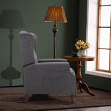 B BAIJIAWEI Tufted Wingback Recliner - Massage & Heat Function - Fabric Push Back Recliner with Remote Control, Adjustable Backrest (Grey) B BAIJIAWEI