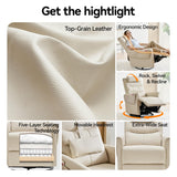 AIRSKY Leather Recliner Chair, Top Grain Leather, Italian Water-Washing Process, Movable Headrest,Swivel Rocker Recliner, Nursery Rocking Chairs,Wall Hugger Recliners, Living Room Chair, Beige, R3 AIRSKY