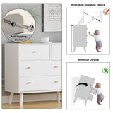 Wananlanen 7 Drawers Dresser for Bedroom, 55'' Dressers & Chests of Drawers with Gold Handles and 7 Large Drawer, Modern Double Wooden Storage Organizer Cabinet, Hallway, White Wananlanen