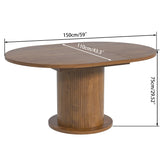 43.3 inch 59 inch Adjustable Size Round Dining Table for 4 6, Unique Design Modern Farmhouse Kitchen Table, Circle Dining Tables with Wood Strip Base for Kitchen Living Room (Walnut) LUVIOHOME