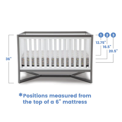 Delta Children Tribeca 4-in-1 Convertible Crib, White/Grey