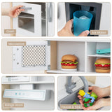 HONEY JOY Kids Kitchen Playset, Wooden Play Kitchen for Toddlers, Microwave, Range Hood, Ice Maker, 18 Cooking Accessories, Little Chef Pretend Play Toy Kitchen Set, Gift for Boys Girls, Natural HONEY JOY