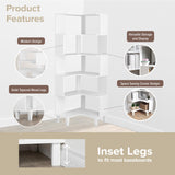 Prepac Nordik 6-Tier White Modern Mid Century Corner Bookcase, 71.5" Extra Tall White Corner Shelf with Storage, Multifunctional Freestanding Bookshelf for Home Office, Living Room, Bedroom Prepac