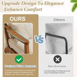 VINGLI Solid Wood Wide Armrests Accent Chair,Upholstered Mid Century Modern Chair with Pillow,Comfy Reading Chair Farmhouse Arm Chair,Chairs Living Room,Bedroom,Guest Room,Linen Fabric,Beige VINGLI