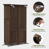 MCombo Outdoor Storage Cabinet, Garden Storage Shed, Outside Vertical Shed with Lockers, Outdoor 63 Inches Wood Tall Cabinet for Yard and Patio 0870 (Brown) MCombo
