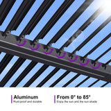 PURPLE LEAF LED Louvered Pergola 92KS 11.5' x 17.5' with Integrated Strip Lights Aluminum Independent Adjustable Rainproof Roof Hardtop Gazebo for Patio Deck Garden Yard Gray PURPLE LEAF