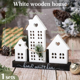 Yousoontic 1 Set White Village Houses Wooden Farmhouse Decorations Home Sweet Tabletop Decor Sign for welcome Centerpieces House Warming Gifts New Home Couple Yousoontic