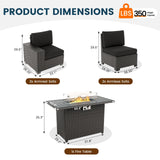 VONZOY 5 Piece Patio Furniture Set with Fire Pit Table, Outdoor Sectional Conversation Sets Black Wicker Rattan Sectional Sofa for Patio Garden Backyard, 4'' Thickened Cushion Black VONZOY