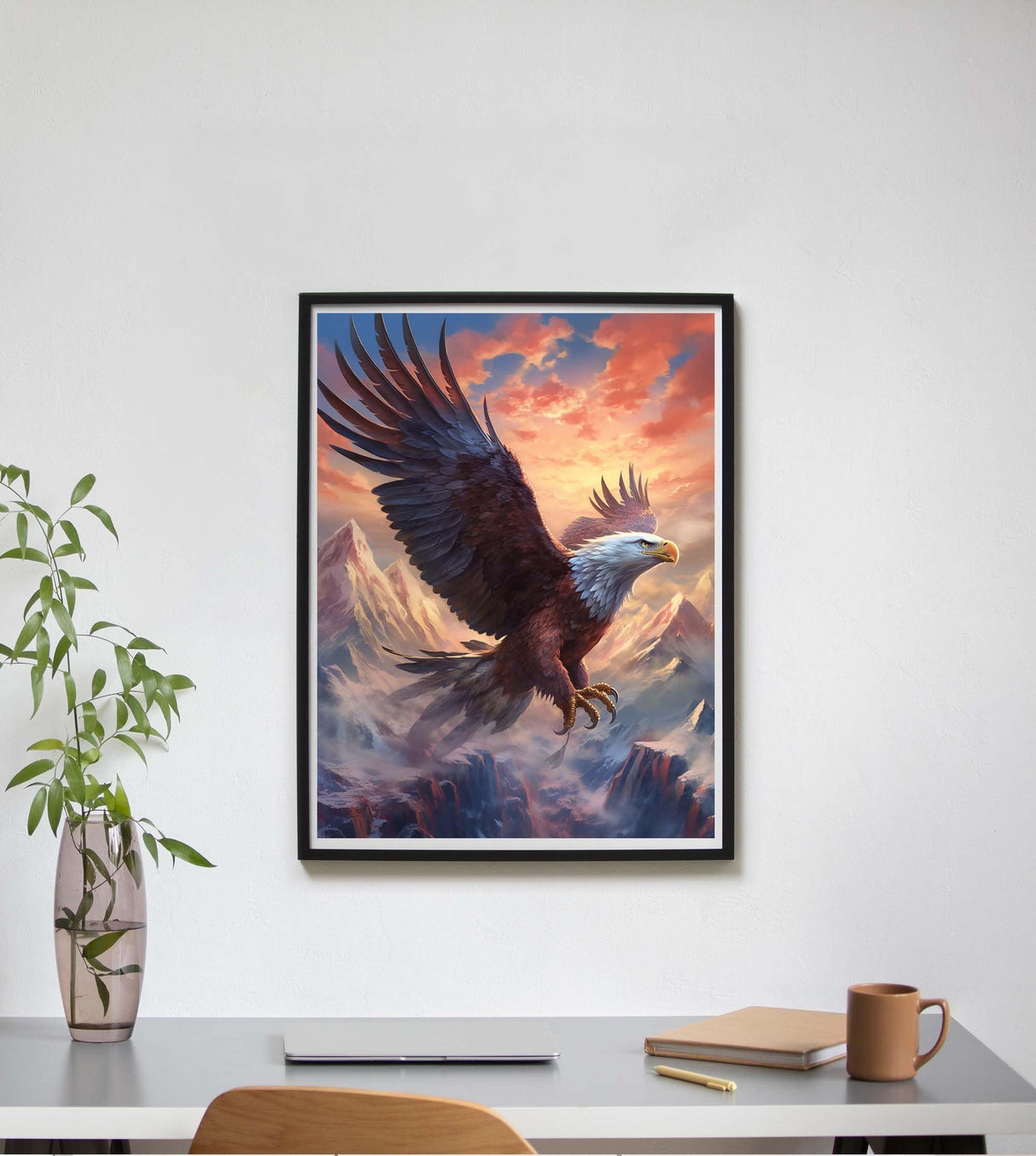 SKRYUIE Paint by Numbers Kit for Adults Beginner Eagle, Acrylic Mountain Oil Painting by Numbers Kits with PaintBrushes Paintwork Art Canvas Crafts for Home Decor 16x20 inch SKRYUIE