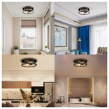 EAPUDUN Farmhouse Ceiling Light, 13‘’ Imitation Wooden Flush Mount Ceiling Light Fixtures, Retro 2-Light Ceiling Lamp for Hallway Entryway Bedroom Kitchen Dining Room FMA1138-FBDT EAPUDUN