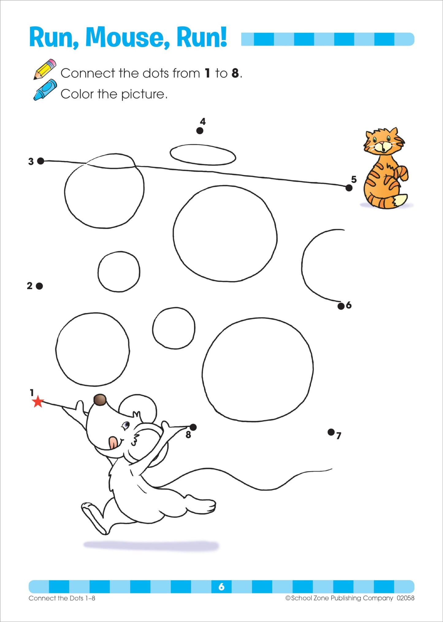 School Zone - Connect the Dots Workbook - 32 Pages, Ages 3 to 5, Preschool, Kindergarten, Dot-to-Dots, Counting, Number Puzzles, Numbers 1-10, Coloring, and More (School Zone Get Ready!™ Book Series)