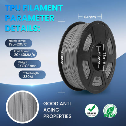 SUNLU TPU Filament 1.75mm Flexible 3D Printer Filament 1KG, 95A Soft 3D Printing Filament fit Most FDM 3D Printers, Dimensional Accuracy +/- 0.03mm, 95A Flexible Filament TPU, 1kg (2.2lbs), B - WoodArtSupply