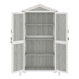 BELLEZE Outdoor Storage Cabinet with 4 Removeable Shelves, Wooden Garden Tall Storage Shed Lockable Tool Storage Cabinet with Waterproof Roof, Outside Tool Shed for Patio Lawn Yard Backyard - Gray BELLEZE