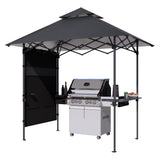 ABCCANOPY 8'x 5' Foldable Grill Gazebo Canopy - Outdoor BBQ Gazebo Shelter with LED Light and Pouch, Patio Canopy Tent for Barbecue and Picnic (Dark Gray) ABCCANOPY
