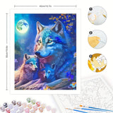 Mystical Wolf Family Paint by Numbers Kit for Adults - DIY Moonlit Wolf Painting on Canvas 16x20 Inches, Acrylic Paint Set, Suitable for Beginners, Wildlife Art Kit for Home TAOPAOLAB