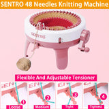Sentro Knitting Machine 48 Needles Smart Crochet Knitting Machine with Row Counter for Adults and Beginners, Automatic Circular Weaving Knitting Loom Machine Kit for Hat,Socks,Scarves,Gloves Cyandream