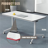 4 Pack Conference Table,Modern Folding Office Table Conference Room Tables with Lockable Wheels,Lockable Mobile Foldable Meeting Table Seminar Table for Home Office Media Centers Classroom(63in) ZanyCajole