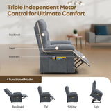 Bestier Triple Motor Power Lift Recliner Chair for Elderly Small with Removable Cover, Lumbar Pillow and Side Pocket, Infinite Positioning for Living Room, Bedroom, Grey Bestier