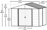 Arrow 10' x 8' Ironwood Galvanized Steel and Wood Panel Hybrid Outdoor Shed Kit, Anthracite Arrow