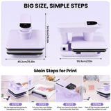 Whubefy Swivel Auto Heat Press Machine 15x15, 360° Swing Away Smart T-Shirt Printing W/Auto Release & Auto-Off, Adjustable Pressure & Higher Heating Height for HTV, Sublimation, Heat Transfer Projects Whubefy