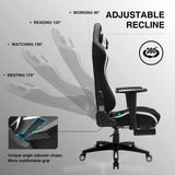 GTRACING Gaming Chair with Footrest, Fabric Breathable Big and Tall Ergonomic Computer Chair 350 lbs with Adjustable Lumbar Support and Recliner, High Back Game Chair for Office Gaming, Black GTRACING