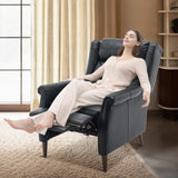 COLAMY Wingback Pushback Recliner Chair, Modern Upholstered Leather Living Room Chair Armchair with Button Tufted Back, Black COLAMY