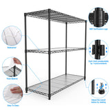 pouseayar Black NSF 3 Tier Metal Shelf Wire Shelving Unit, 1050lbs Heavy Duty Adjustable Storage Rack with Shelf Liners for Closet Kitchen Garage Basement Commercial Shelving - 48" H x 48" L x 18" D pouseayar
