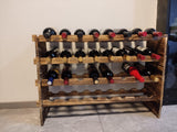 LoongZDD Carbonized Pine Wood Wine Rack - 4-Tier Stackable Wine Storage, Holds 32 Bottles, Modular Wine Organizer for Home Bar, Kitchen, Living Room LoongZDD