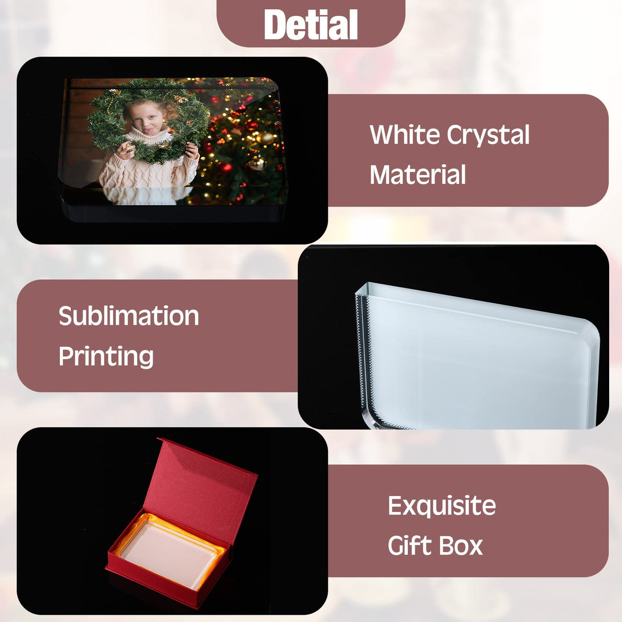 Didaey 2 Pcs Sublimation Blanks Crystal Picture Frame Crystal Tabletop Decor Decorative sublimation Plaques Custom Photo Frame DIY Picture Frame for Christmas Wedding Memorial DIY Gift (Rectangle) Didaey