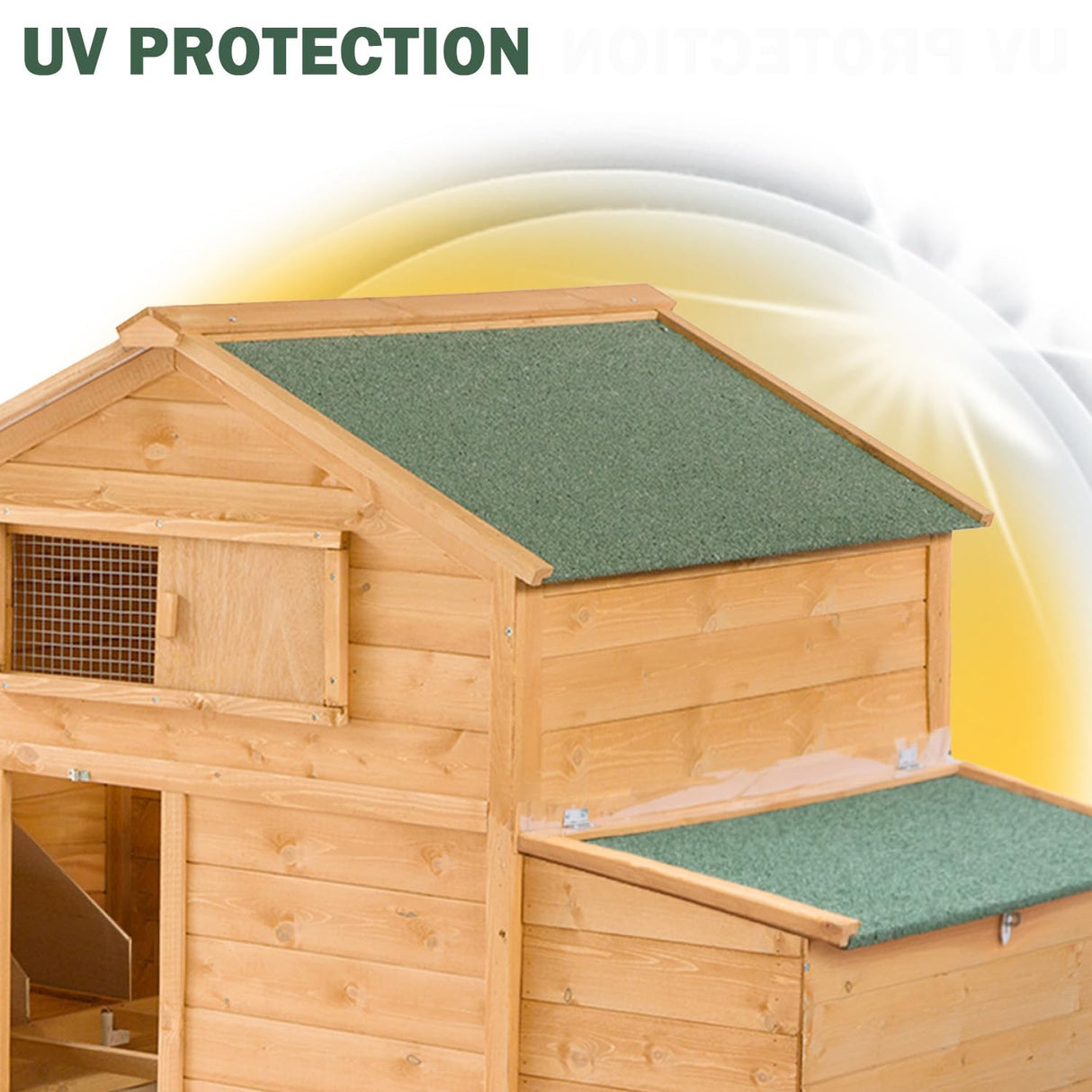 Large Chicken Coop with Wheels,Mobile Hen House for 6-8 Chicken,Portable Chicken House with Nesting Box,Wooden Poultry Cage,Waterproof Rabbit Cage,Duck Coop ECOLINEAR