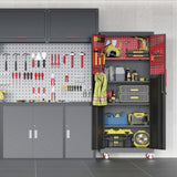 Kelueo Metal Garage Storage Cabinet, Tall Garage Cabinets with 5 Adjustable Shelves, Steel Tool Storage Cabinet with Wheels,Lockable Heavy Duty Garage Storage Cabinets for Garage, Warehouse Kelueo