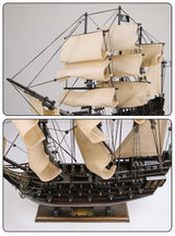 SAILINGSTORY Wooden Pirate Ship Model Black Pearl Sailing Ship Sailboat Decor 20.5" Beige Sails HOME DECOR SAILINGSTORY