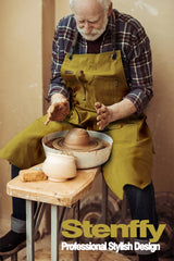 Stenffy Work Apron, Canvas Apron, Adjustable Weight, Tool Aprons with Multiple Pockets, Adjustable Zipper, Metal Ring, Tape Measure Clip, Apron for Men Women, 27In*36In, Khaki. Stenffy