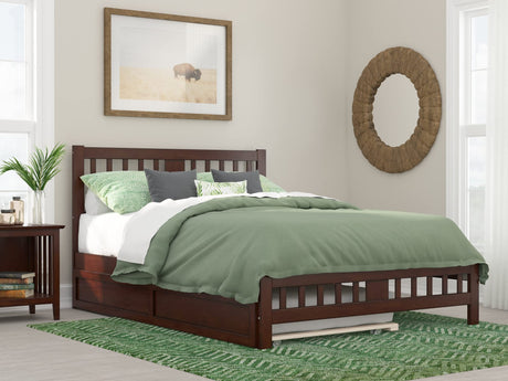 AFI, Tahoe Queen Platform Bed with Matching Footboard, Twin XL Trundle, Walnut AFI
