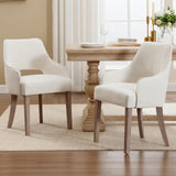 DM Furniture Farmhouse Dining Chairs Set of 2 Linen Kitchen Chairs with Arm Upholstered Accent Side Chair w/Wood Legs for Living Room/Dining Room/Bedroom/Restaurant, Cream DM Furniture