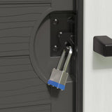 Suncast Modernist 10 Foot by 7 Foot Outdoor Plastic Storage Shed with Pad Lockable Sliding Barn Door for Outdoor Storage Items, Gray and Black Suncast