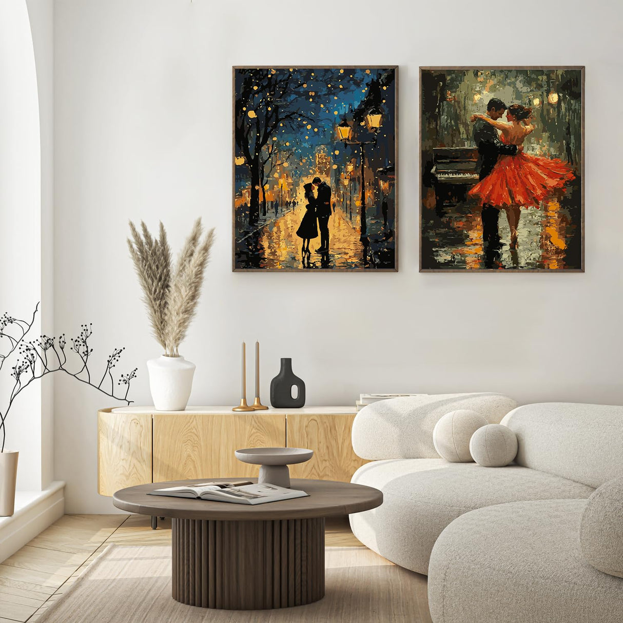 2 Pack Paint by Numbers Kit for Adults Beginner, Romantic Lover Adult Paint by Number Kits on Canvas, DIY Acrylic Number Painting for Adults Landscape for Home Decor Gift 16x20 Inch Possoco