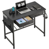 Ｍａｉｈａｉｌ Maihail Small Desk with Drawers, 31.5 inch Small Computer Desk with Drawers, Writing Desk for Small Spaces, Small Office Desk with Metal Frame, Black Maihail