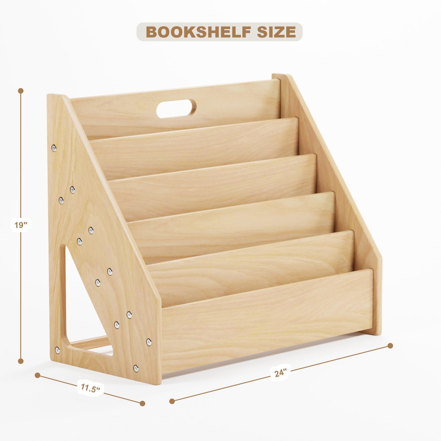 ERUGI Montessori Front-Facing Bookshelf - 5-Tier Solid Wood Book Display for Kids - WoodArtSupply