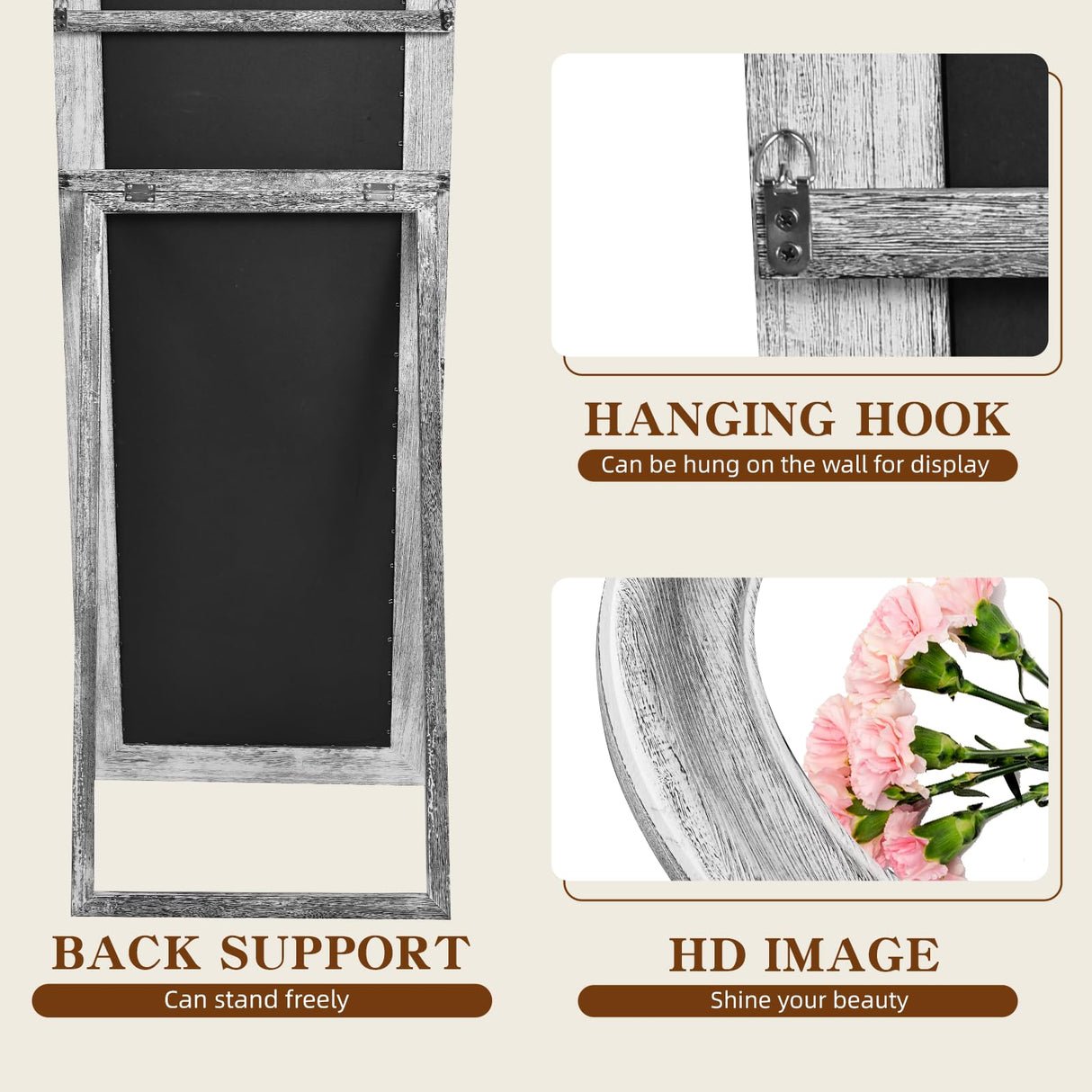 ABSWHLM 65"x22" Arched Full Length Mirror with Stand Solid Wood Frame Floor Large Mirror for Living Room, Bedroom Hanging Standing or Leaning Wall-Mounted, White ABSWHLM