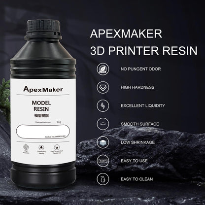 ApexMaker 3D Printer Resin White, 1000g, High Precision, Low Odor, Quick Curing Standard Photopolymer Resin, 385-405nm UV Curing 3D Printing Liquid Photopolymer Resin for LCD DLP SLA 3D Printers