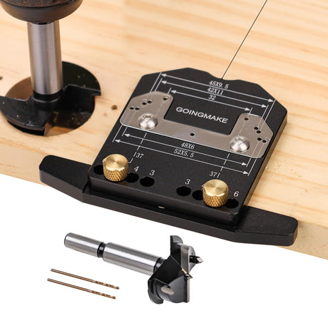 GOINGMAKE 2 in 1 Simple Concealed Hinge Jig with Smart Depth Stop 35mm Drill Bit and Cabinet Hinge Plate Template Drill Jig for Fast Cabinet Hinge and Hinge Plate Mounting,Cabinet Hardware Jig goingmake