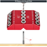 SLIIMU 30 45 90 Degree Angle 4 Sizes Drill Hole Guide Jig for Angled and Straight Hole, Portable Deck Cable Railing Lag Screw Drilling Template Block For Horizontal Cable Wood Post,Stair Wire Handrail SLIIMU