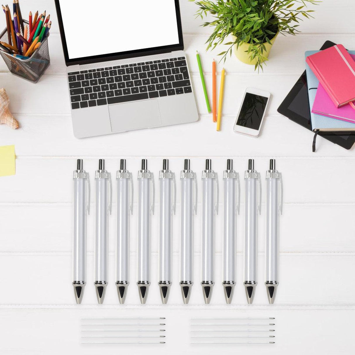 10Pcs Retractable Ballpoint Pen for Heat Transfer Ergonomic Ballpoint Pen Sublimation Pen for Full Printing Pen Acinkeety