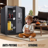 2.3 Cu Ft Safe Box Quick-access Gun Safe with Adjustable Shelf Safes for Home Documents Biometric Fingerprint Safe Box Waterproof With Alarm Lock box for Office Hotel Home ZIWJHK