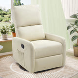 Jocisland Swivel Rocker Recliner Chair for Adults, Nursery Rocking Reclining with High Back, Small Glider for Small Spaces/Living Room/Bedroom/Nursing, Cream Leather Jocisland