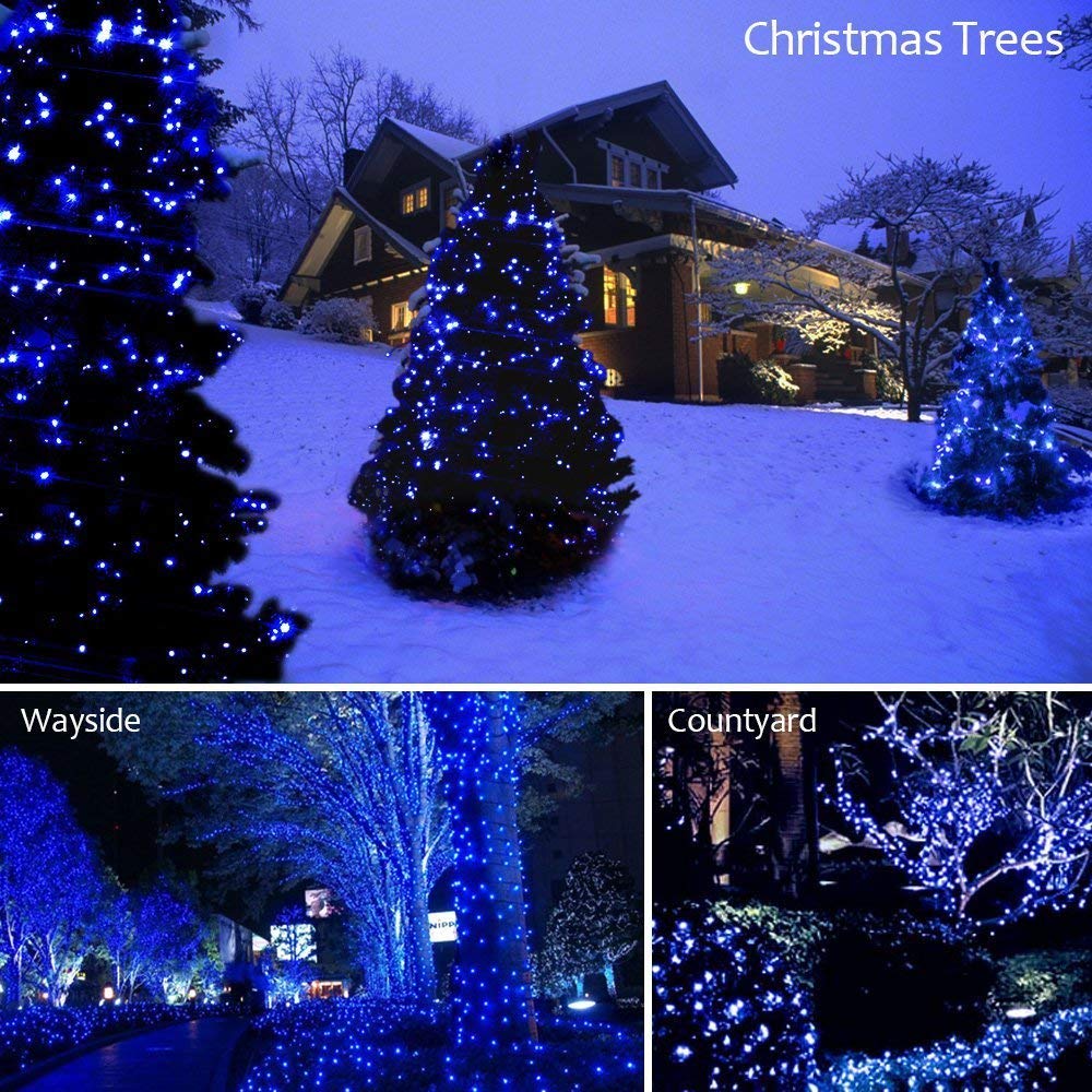 MYGOTO led String Lights 500LED 165ft Indoor/Outdoor Fairy String Lights 30V 8 Modes Christmas Lights for Home, Christmas Tree, Wedding Party, Room,Wall Decoration, Indoor&Outdoor(Blue+White) MYGOTO