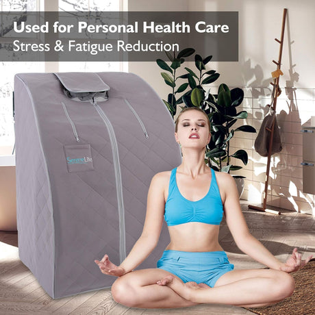SereneLife Portable Infrared Home Spa | One Person Sauna | with Heating Foot Pad and Portable Chair SereneLife
