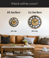 Montoire 16 Inch Wall Clock - Farmhouse Wall Clock Large - Large Wall Clocks for Living Room Decor - Wall Clocks Battery Operated 16 Inches or Larger - Big Wall Clock Decorative Roman Numerals Montoire